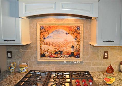 Our tile murals can be used as unique and colorful accents for kitchen backsplashes, bathrooms walls, benches, floor applications, pools these tiles are shipping from naples, italy and are carefully wrapped and shipped. Italian tile murals - Tuscany Backsplash tiles