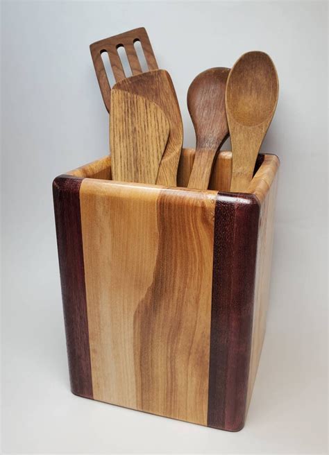 2 Wooden Kitchen Utensil Holder New Wood Idea Bantuanbpjs