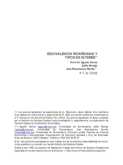 Pdf Equivalencia Ricardiana Y Tasas De Interes Dokumentips