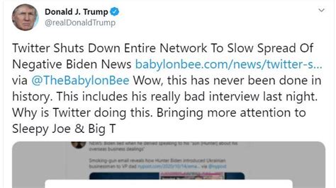 Donald Trump Tweets Babylon Bees Satirical News Story About Joe Biden