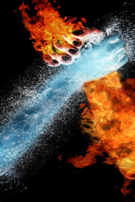 3D/Abstract - Water VS Fire Arm Wrestling - iPad iPhone HD ... Modern smartphones allow users to use photos from the web;