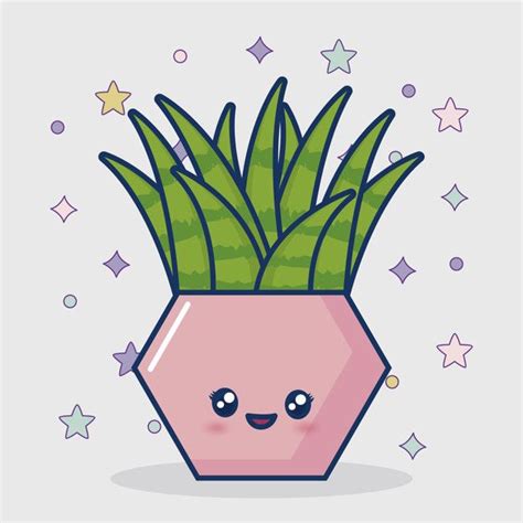 Icône De Cactus Kawaii Vecteur Gratuite Dessin Plante Affiche