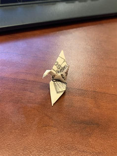 Bored At Work Made An Origami Crane Out Of The End Piece Of A Post It