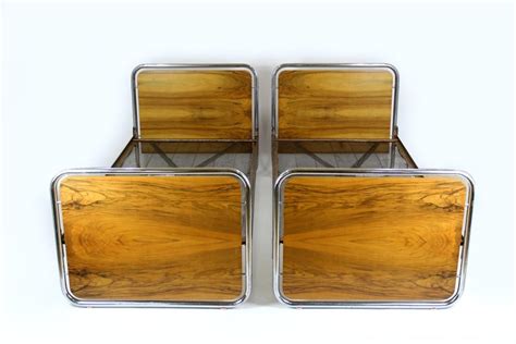 Bauhaus Tubular Steel Bedroom Set Beds And Nightstands 1940s Set Of