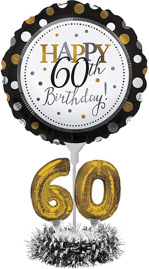 Elegant 60th Birthday Balloon Centerpiece Black And Gold