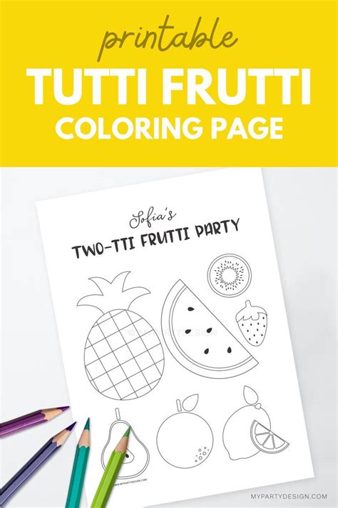 Printable Tutti Frutti Theme Coloring Page For A Twotti Frutti Or