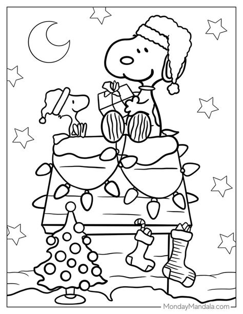 A Charlie Brown Christmas Coloring Page With The Peanuts On Top Of His