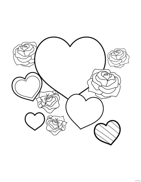 Coloring Pages Of Roses And Hearts