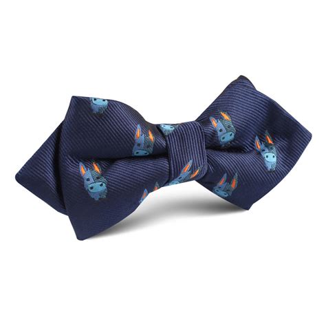 Blue Donkey Diamond Bow Tie Mens Point Bowtie Animal Print Bow Ties