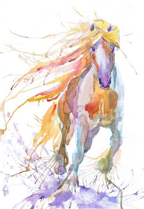 Horse Art Abstract Painting Equestrian Decor Watercolor