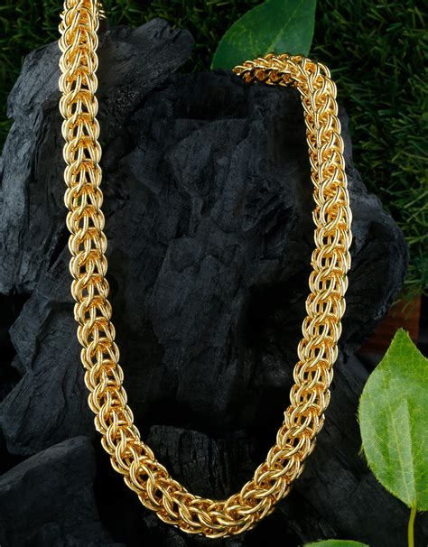 Buy Gold Finish Brass Chain For Men Online Anuradha Art Jewellery In