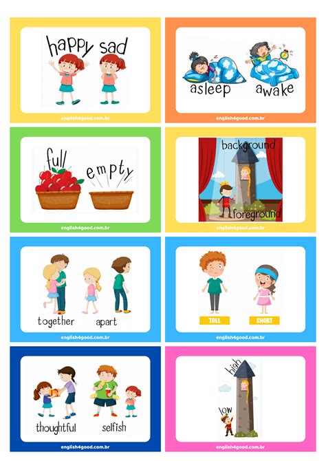 Opposite Flashcards Opposites For Kids Flashcards Vocabulary Practice