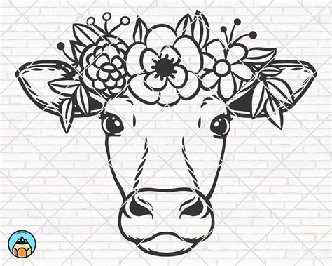 Cow With Flower Crown Svg Hotsvg