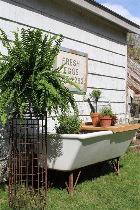 The clawfoot bathtub or the clawfoot tub was considered a luxury item in the late nineteenth century, originally made from cast iron and lined with porcelain. Garden Sink | Garden sink, Garden, Clawfoot bathtub