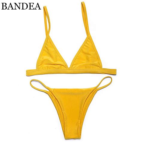 Bandea Sexy Women Bikini 2018 Swimwear Solid Yellow Swimsuit Brazilain Bikini Swim Suit Summer