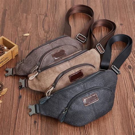 Cool Leather Mens Fanny Pack Vintage Bumbag Waist Bag For Men