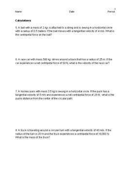 Circular motion problems with answers : Uniform Circular Motion Worksheet or Guided Notes by ...