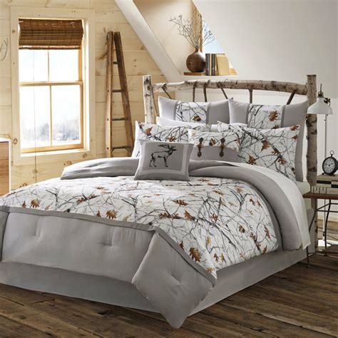 Enjoy free shipping on most stuff, even big stuff. QUEEN 4pc WHITE CAMO BEDDING SET Grey Nature Print Rustic ...