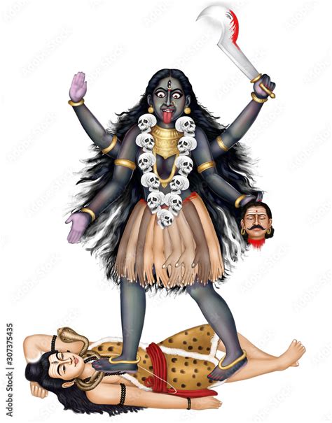 Goddess Kali Standing On Lord Shiva Adobe Stock
