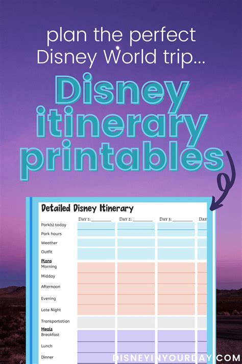 Disney Itinerary Printables 1 1 Disney In Your Day
