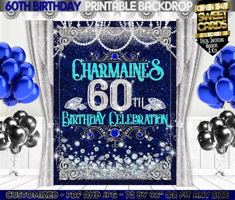Royal Diamonds Backdrop Th Birthday Party Backdrop Blue Diamonds
