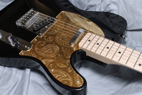 Telecaster Pickguard With Paisley Pattern Mirrored Gold Etsy
