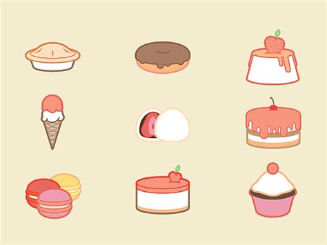 9 Free Sweets Desserts Icon Set Free Vector Site Download Free