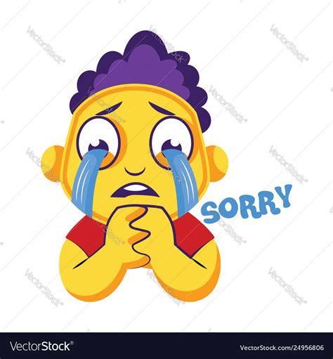 Yellow Boy Crying And Saying Sorry On A White Vector Image