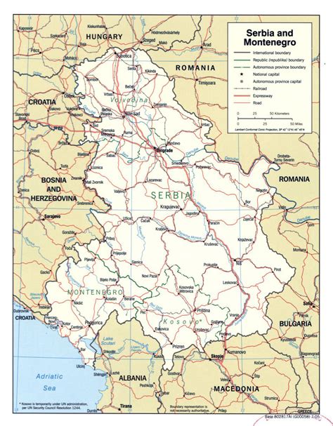 Large Political Map Of Serbia And Montenegro 2005 Montenegro