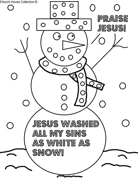 Kids can print the animals coloring pages to use in school projects. Snowman "Praise Jesus" Coloring Page