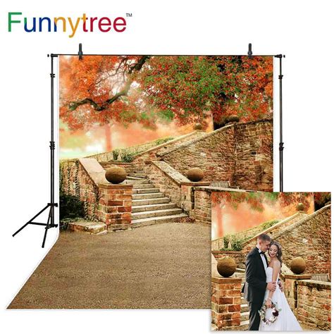 Funnytree Background Backdrops Autumn Tree Vintage Stairs Outdoor