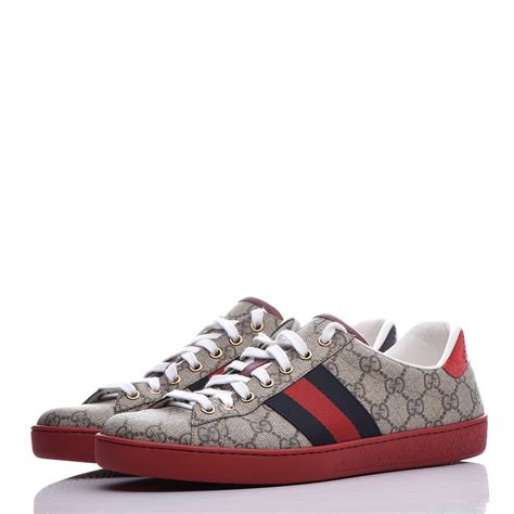 Logo pattern printed in grey throughout. GUCCI GG Supreme Monogram Mens New Ace Low-Top Sneaker 8.5 ...