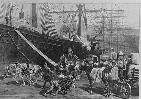 Stevedores Unloading Ship 19th Century Antique Prints Scenic
