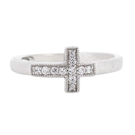 Lab Created White Sapphire Cross Stack Ring In Sterling Silver