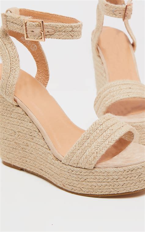 Natural Espadrille Wedge Sandal Shoes Prettylittlething Qa