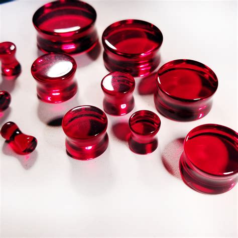 Glass Plugs Gauges Dark Rose Red Glass Plugs Double Flare Etsy