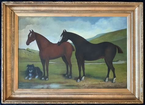 19thc Signed And Dated Vlarge Scottish Equestrian Oil With Bay