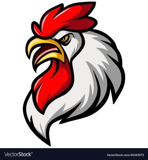 Angry Rooster Head Mascot Character Royalty Free Vector