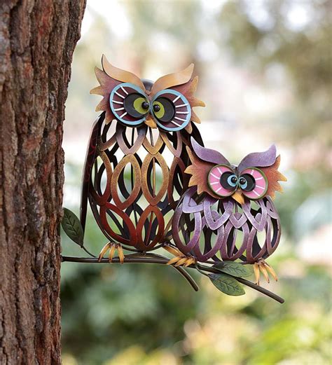 Prismatic Owl Pair Iron Wall Sculptures Owls Favorite Themes