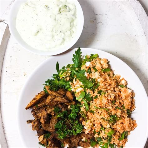 Thai mushroom & chicken meatballs recipe. Leftover Harissa Lamb with Couscous and Tzatziki ...