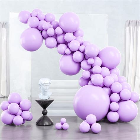 Partywoo Pastel Purple Balloons 127 Pcs Pale Lavender Balloons Different Sizes Pack
