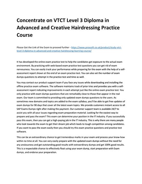 Ppt Concentrate On Vtct Level 3 Diploma In Advanced And Creative Hairdressing Practi