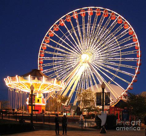 Navy Pier Ferris Wheel At Night Photograph By Jack Schultz