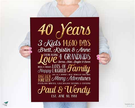 40th Anniversary Ruby Anniversary Personalized 40th Anniversary T