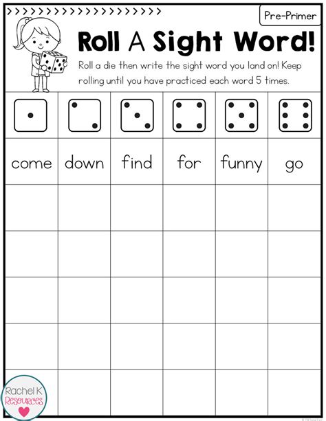 Roll A Sight Word Sight Words 3rd Grade Words Early Reading Activities
