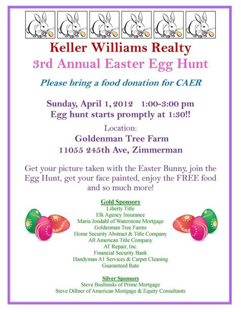 At first, hiding and finding easter eggs is joyful. Keller Williams Realty 3rd Annual Easter Egg Hunt. If you ...