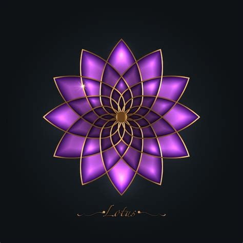 Premium Vector Purple Lotus Flower Sacred Geometry Mandala Golden