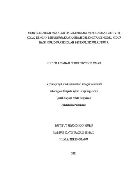 1 contoh laporan akhir pkm m lengkap. Contoh Laporan Projek Akhir Kokurikulum