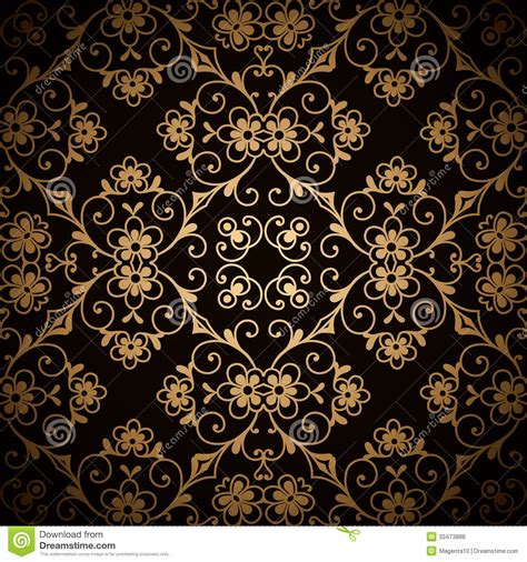 Black,floral,seamless pattern,vintage vector floral and more resources at freedesignfile.com. Dark gold pattern stock vector. Image of classic, abstract ...