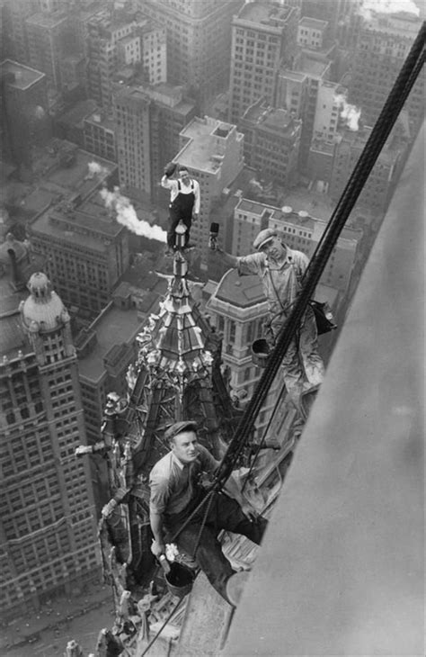 Old Construction Workers Woolworth Building Vintage Photography